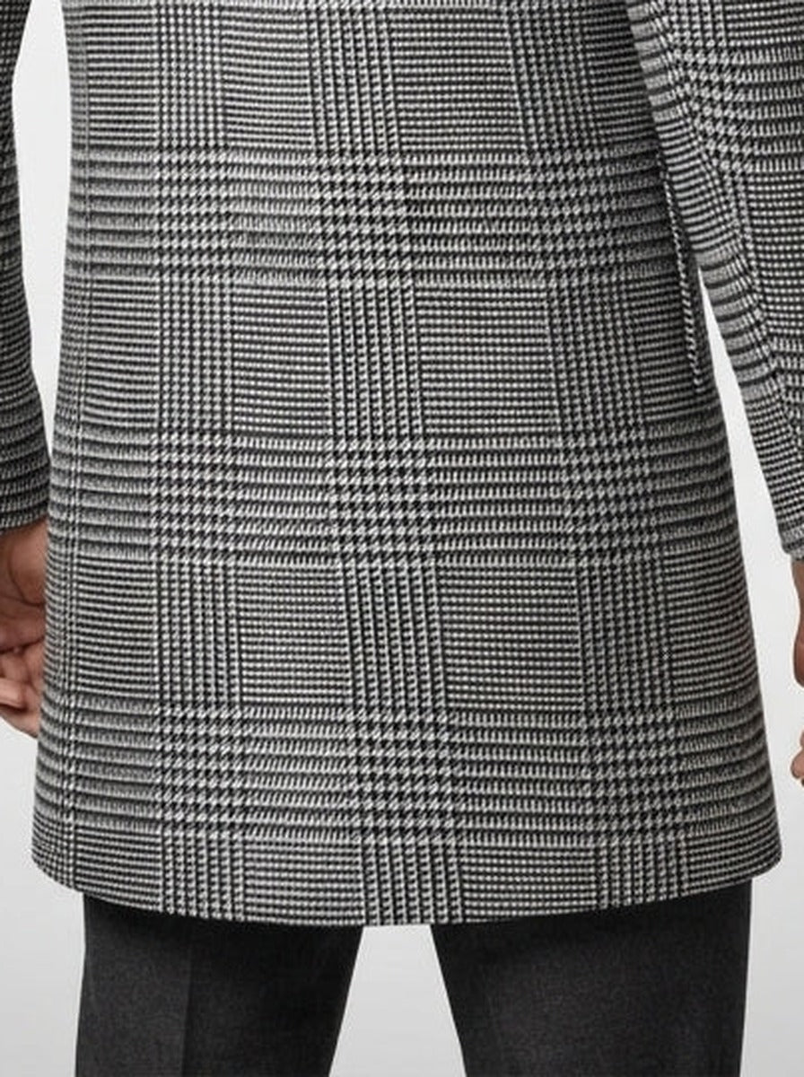 Men's Autumn Prince of Wales Check Wool Overcoat
