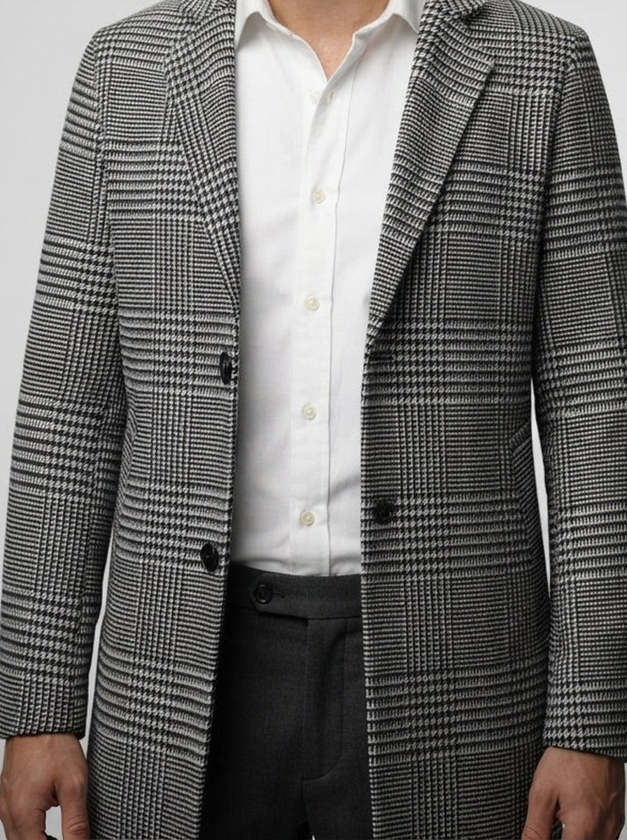 Men's Autumn Prince of Wales Check Wool Overcoat