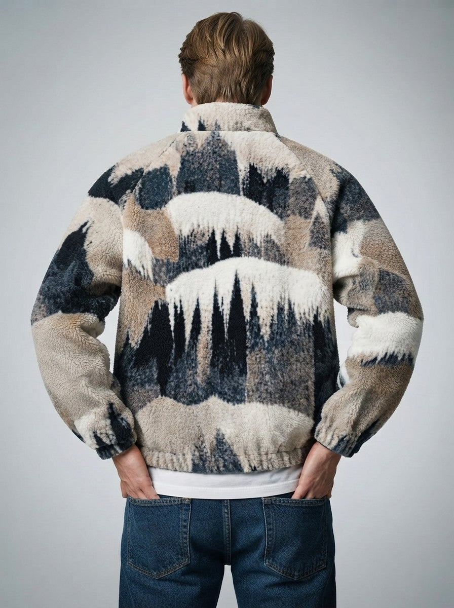 Men's Autumn Printed Fleece Quarter Zip Pullover