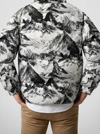 Men's Autumn Printed Stand Collar Puffer Jacket