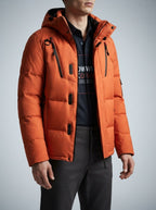 Men's Autumn Quilted Hooded Puffer Jacket with Zip Chest Pockets
