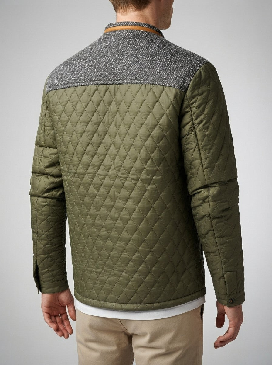 Men's Autumn Quilted Jacket with Contrast Yoke