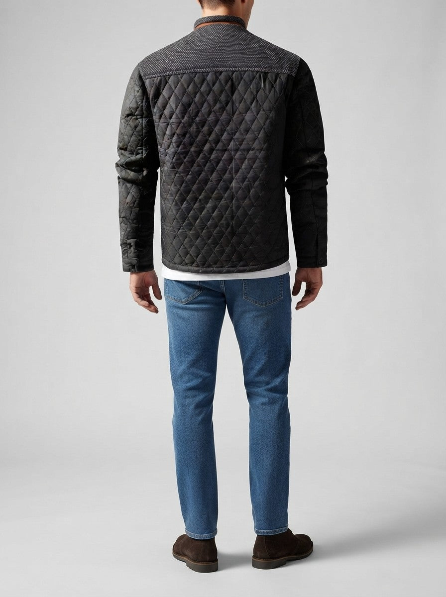 Men's Autumn Quilted Jacket with Contrast Yoke