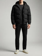 Men's Autumn Quilted Puffer Jacket with Fleece Lined Hood