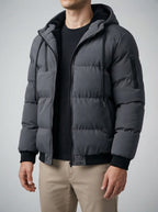Men's Autumn Quilted Puffer Jacket with Fleece Lined Hood