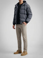 Men's Autumn Quilted Puffer Jacket with Fleece Lined Hood