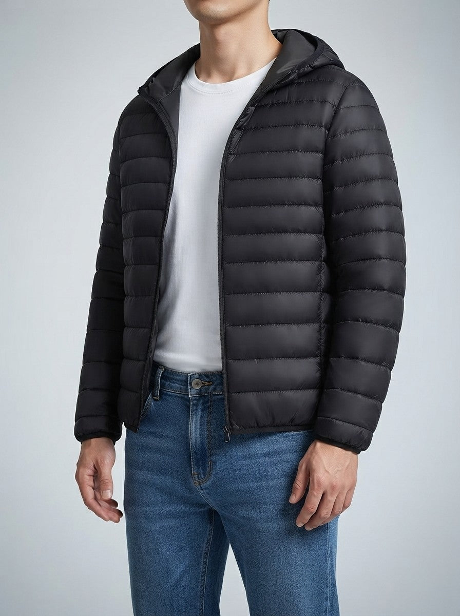 Men's Autumn Quilted Puffer Jacket with Hood