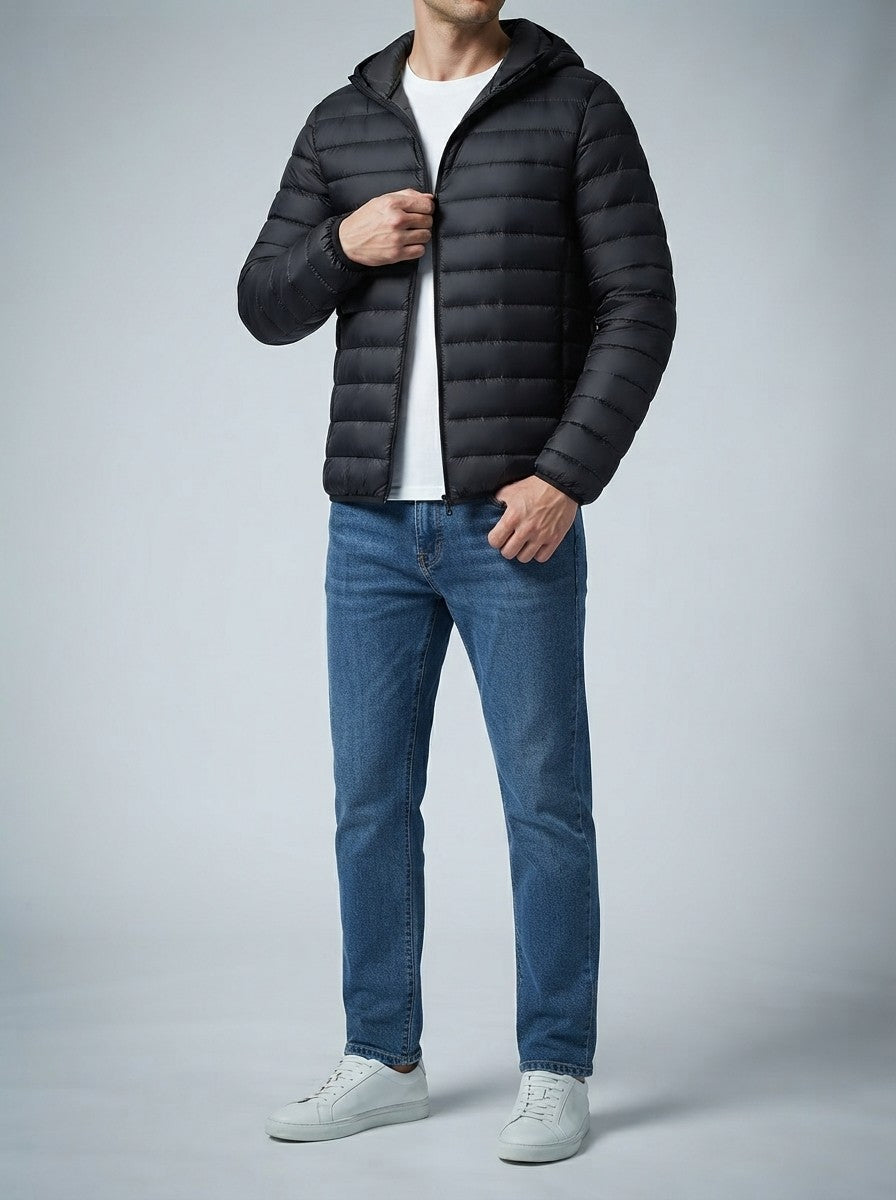 Men's Autumn Quilted Puffer Jacket with Hood
