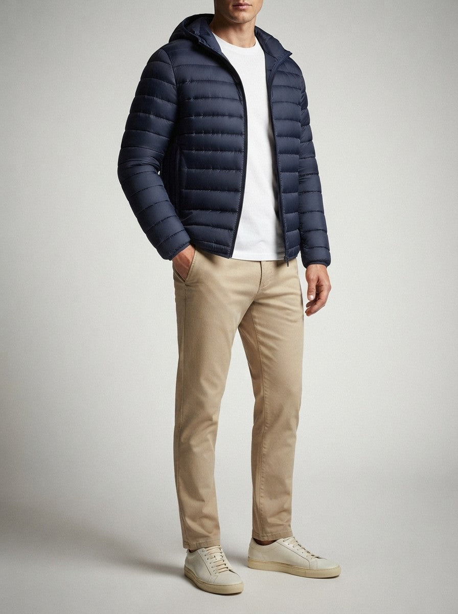Men's Autumn Quilted Puffer Jacket with Hood