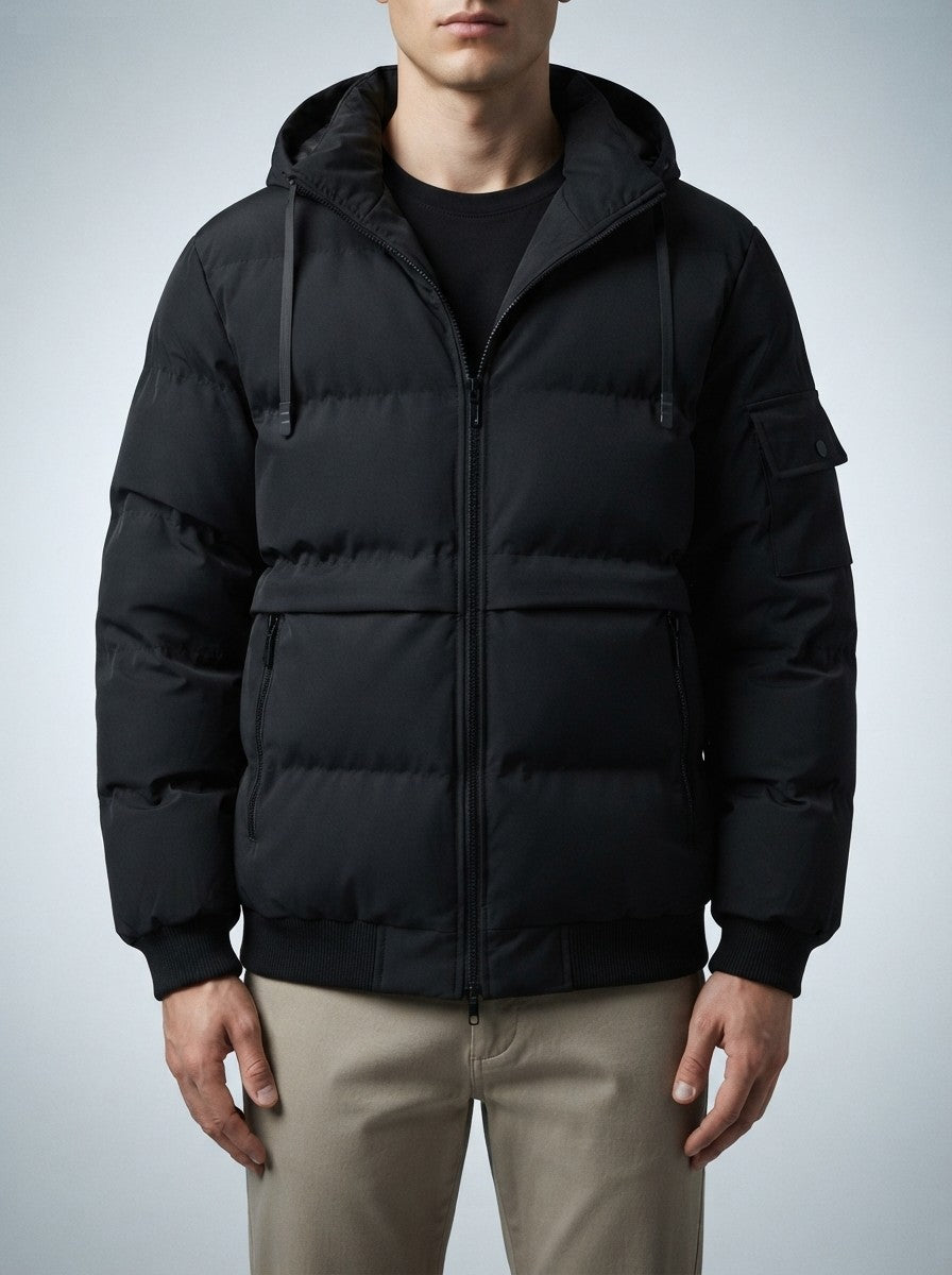 Men's Autumn Quilted Puffer Jacket with Removable Hood