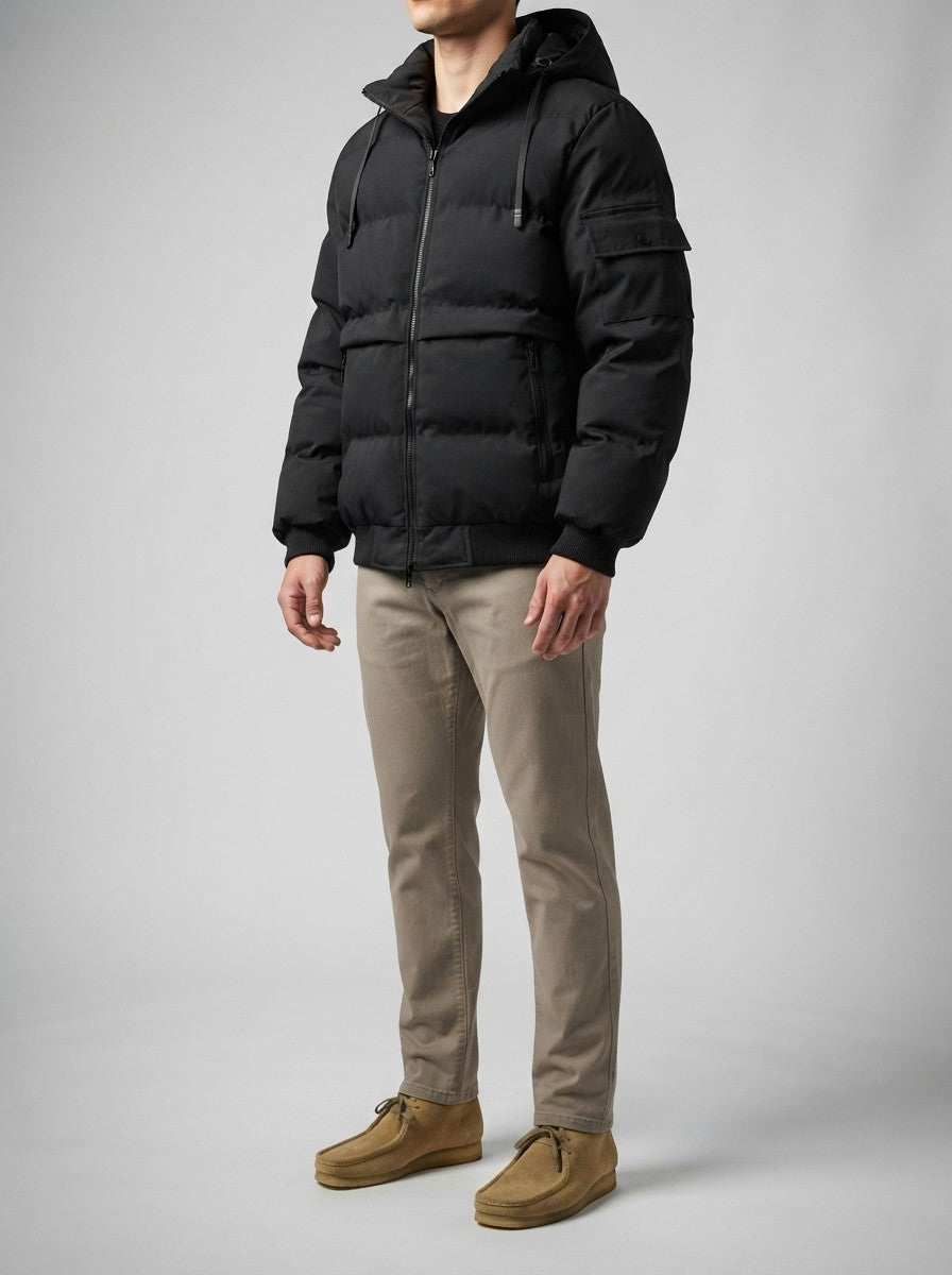 Men's Autumn Quilted Puffer Jacket with Removable Hood