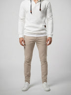 Men's Autumn Quilted Waffle Pullover Hoodie with Kangaroo Pocket