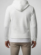 Men's Autumn Quilted Waffle Pullover Hoodie with Kangaroo Pocket