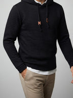Men's Autumn Quilted Waffle Pullover Hoodie with Kangaroo Pocket