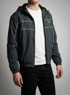 Men's Autumn Relaxed Fit Hooded Windbreaker with Contrast Piping