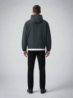 Men's Autumn Relaxed Fit Hooded Windbreaker with Contrast Piping