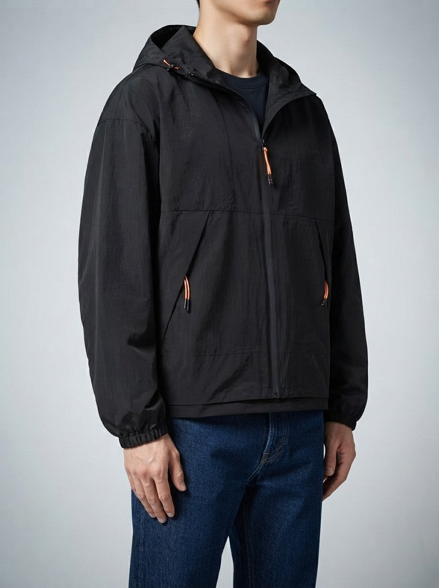 Men's Autumn Relaxed Fit Hooded Windproof Jacket with Zip Pockets