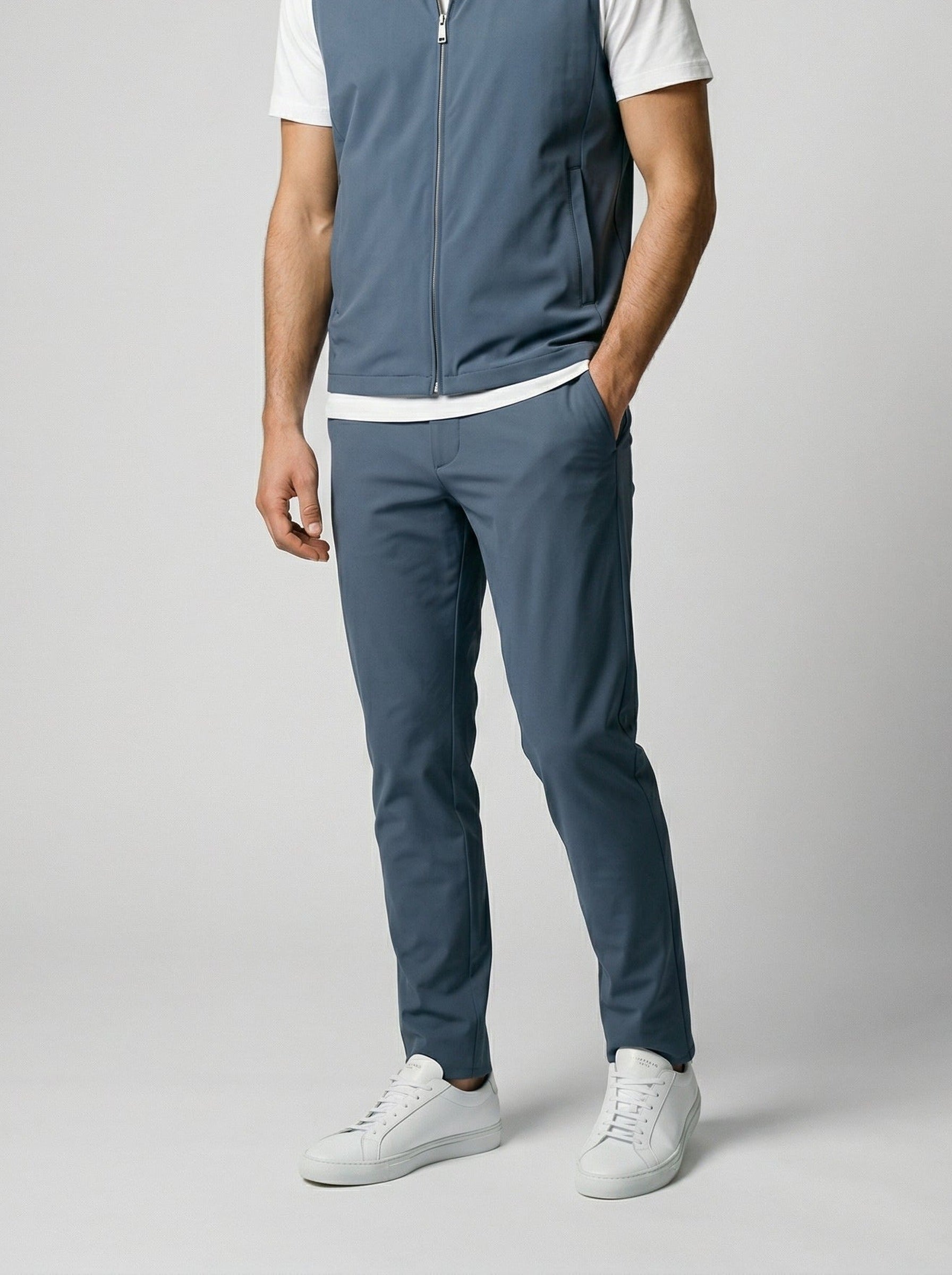 Men's Autumn Reversible Gilet and Slim Trousers Two-Piece Set