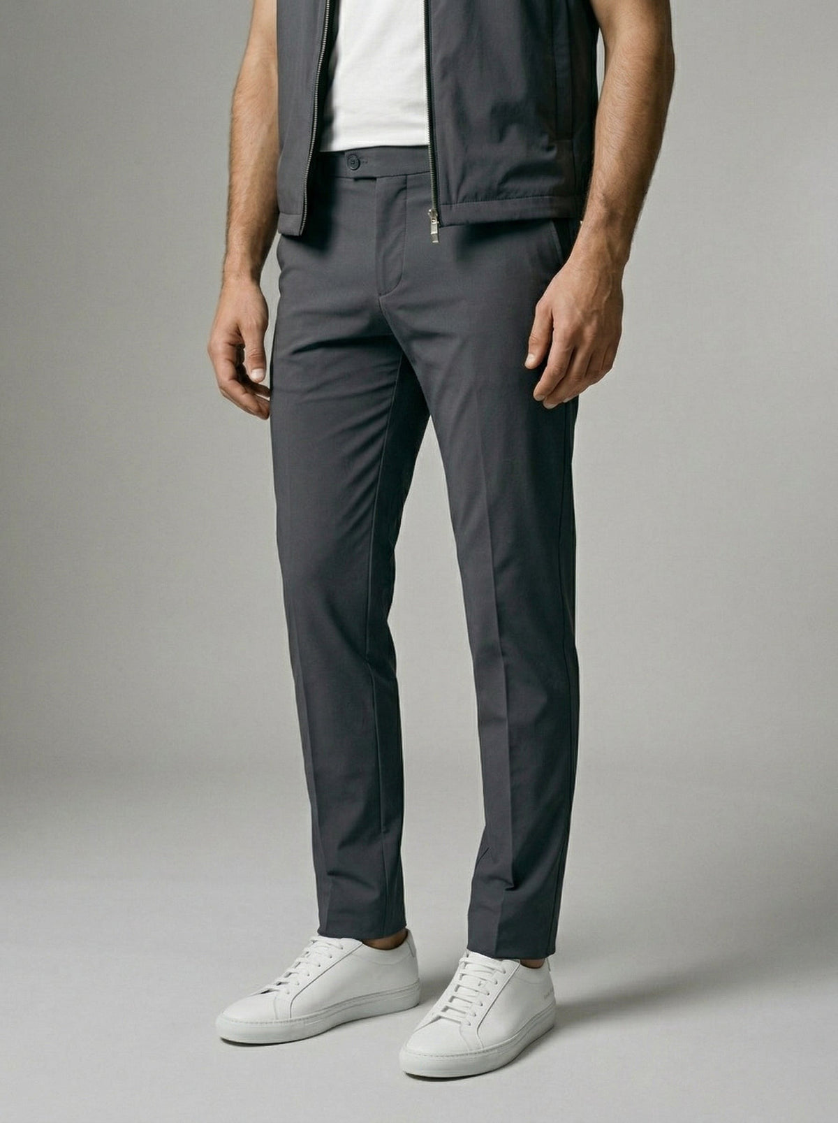 Men's Autumn Reversible Gilet and Slim Trousers Two-Piece Set