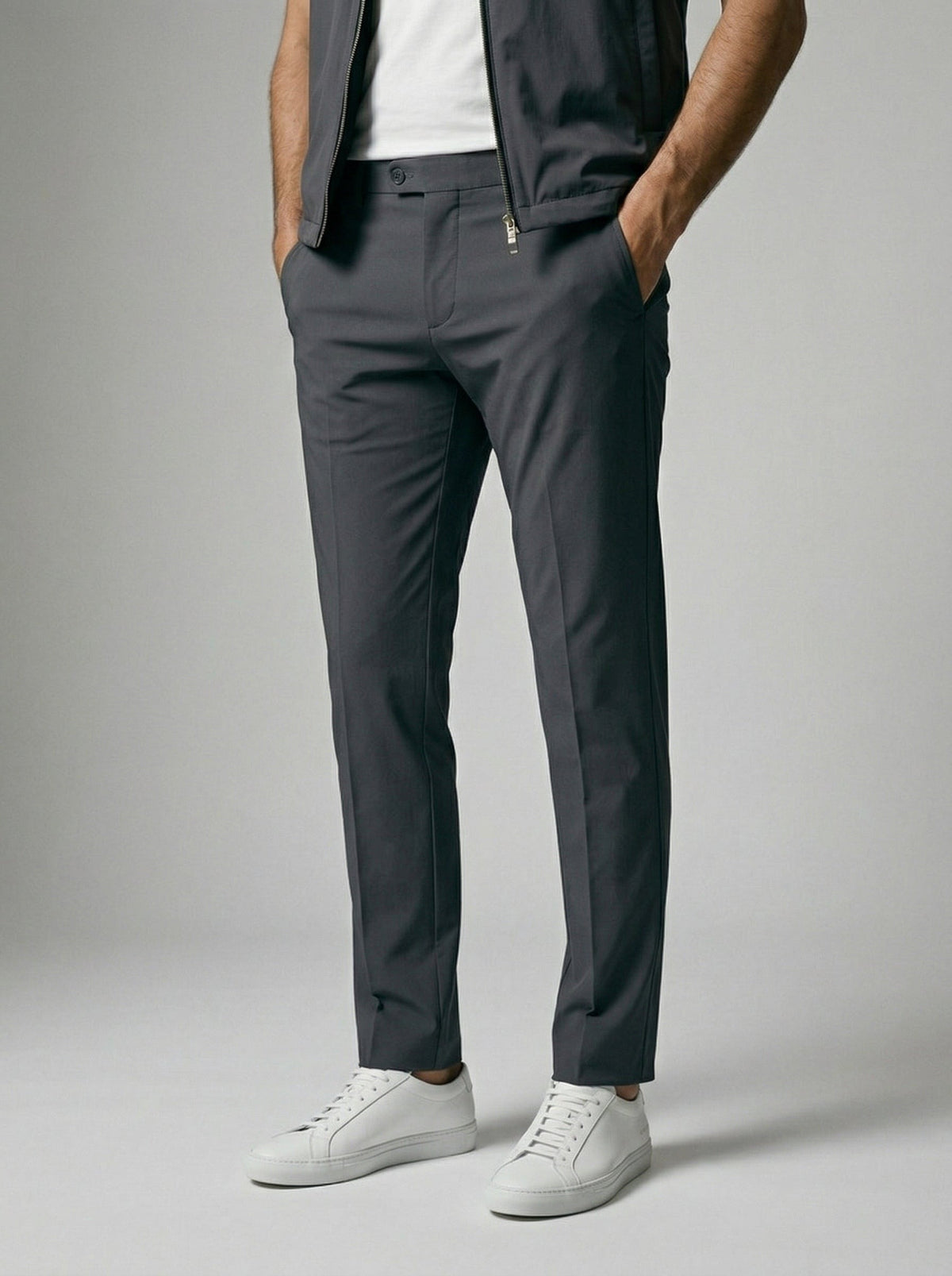 Men's Autumn Reversible Gilet and Slim Trousers Two-Piece Set