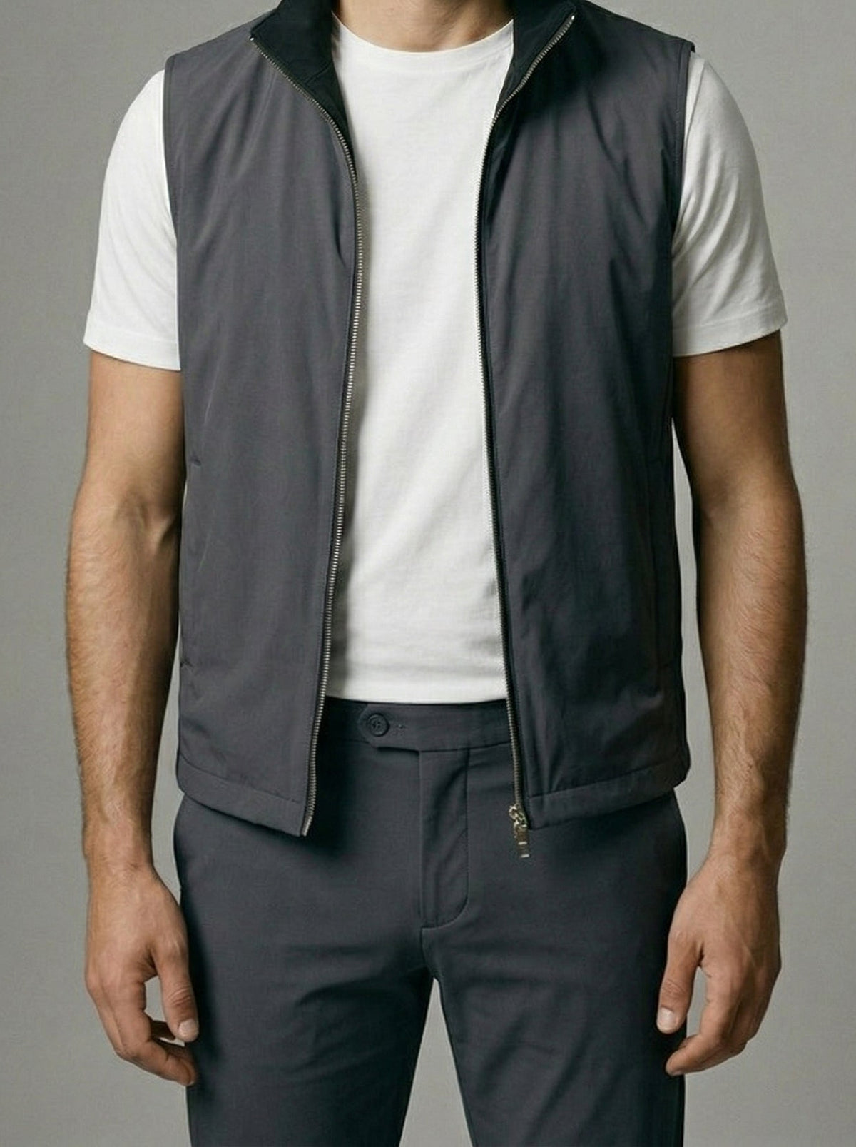 Men's Autumn Reversible Gilet and Slim Trousers Two-Piece Set