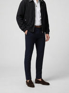 Men's Autumn Ribbed Bomber Jacket with Leather Collar