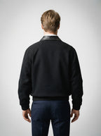 Men's Autumn Ribbed Bomber Jacket with Leather Collar