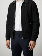 Men's Autumn Ribbed Bomber Jacket with Leather Collar