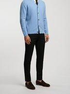 Men's Autumn Ribbed Button Cardigan with V-Neck