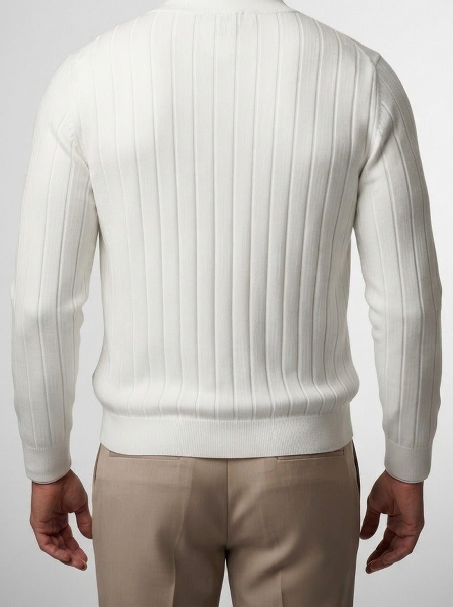 Men's Autumn Ribbed Button Cardigan with V-Neck