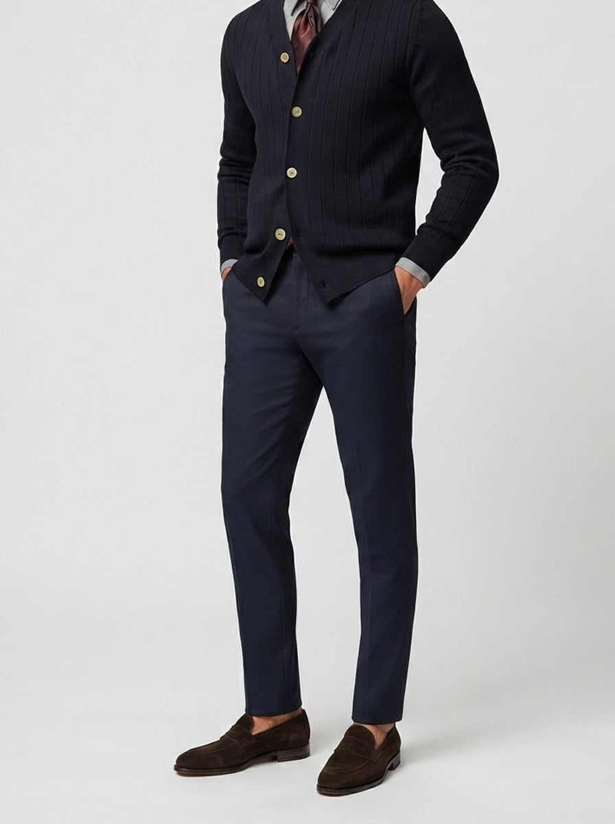 Men's Autumn Ribbed Button Cardigan with V-Neck