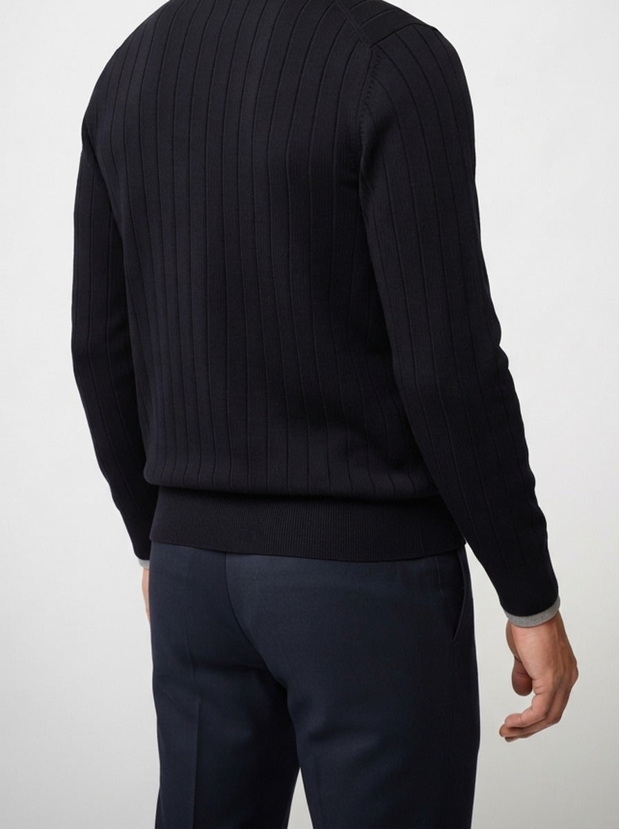 Men's Autumn Ribbed Button Cardigan with V-Neck