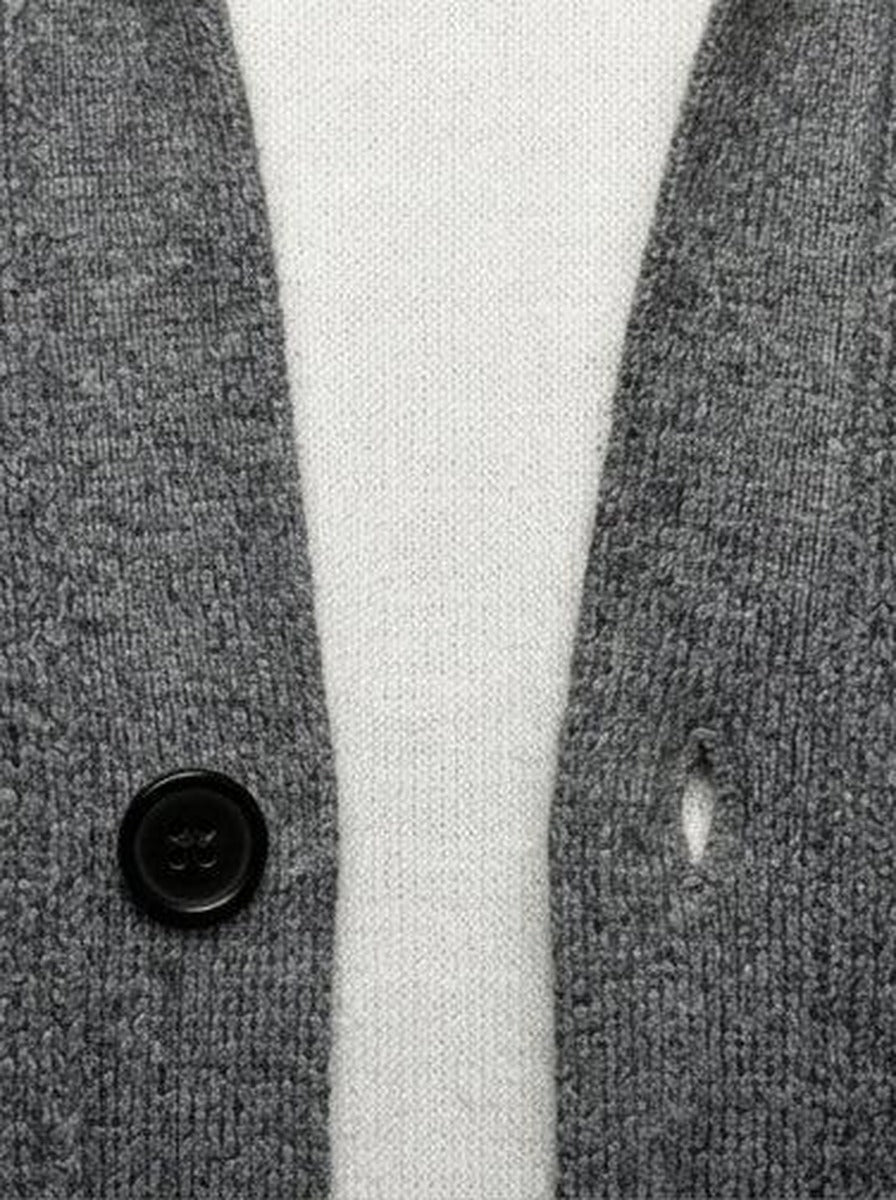 Men's Autumn Ribbed Collared Cardigan with Button Front