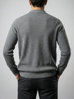 Men's Autumn Ribbed Collared Cardigan with Button Front