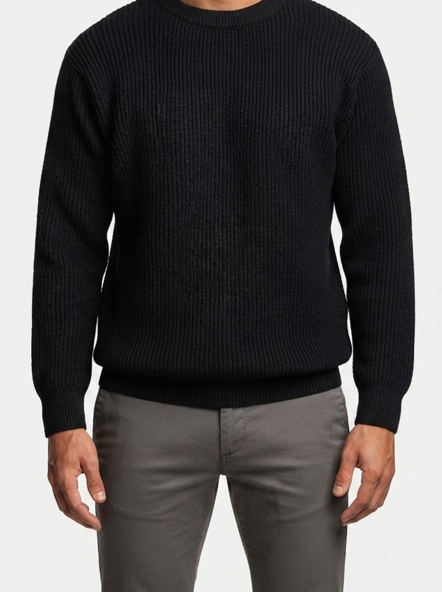 Men's Autumn Ribbed Jumper with Crew Neck