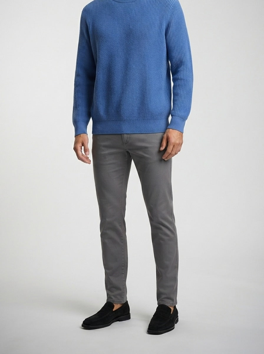 Men's Autumn Ribbed Jumper with Crew Neck