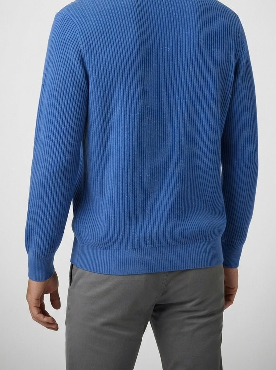 Men's Autumn Ribbed Jumper with Crew Neck