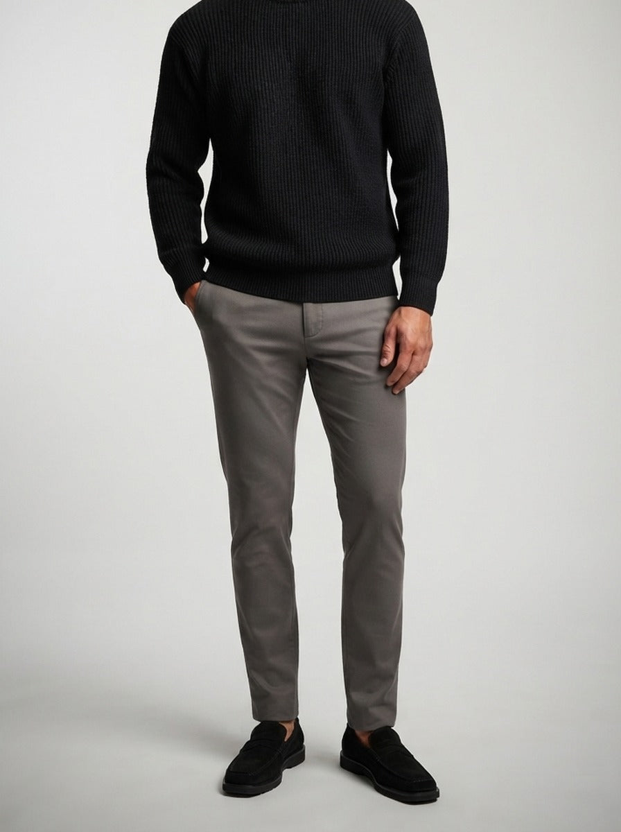 Men's Autumn Ribbed Jumper with Crew Neck