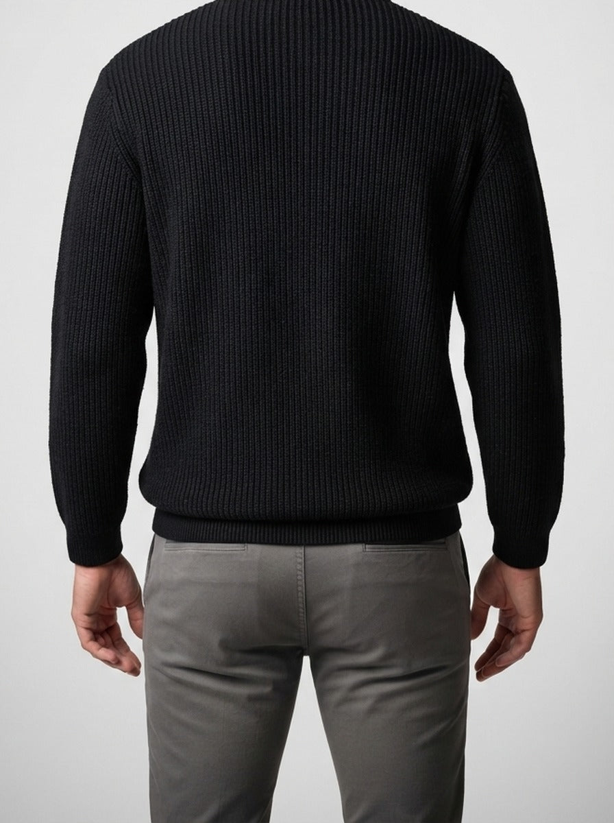 Men's Autumn Ribbed Jumper with Crew Neck