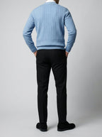Men's Autumn Ribbed Knit Cardigan with Button Front and V-Neck