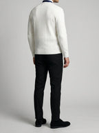 Men's Autumn Ribbed Knit Cardigan with Button Front and V-Neck