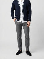 Men's Autumn Ribbed Knit Cardigan with V-Neck