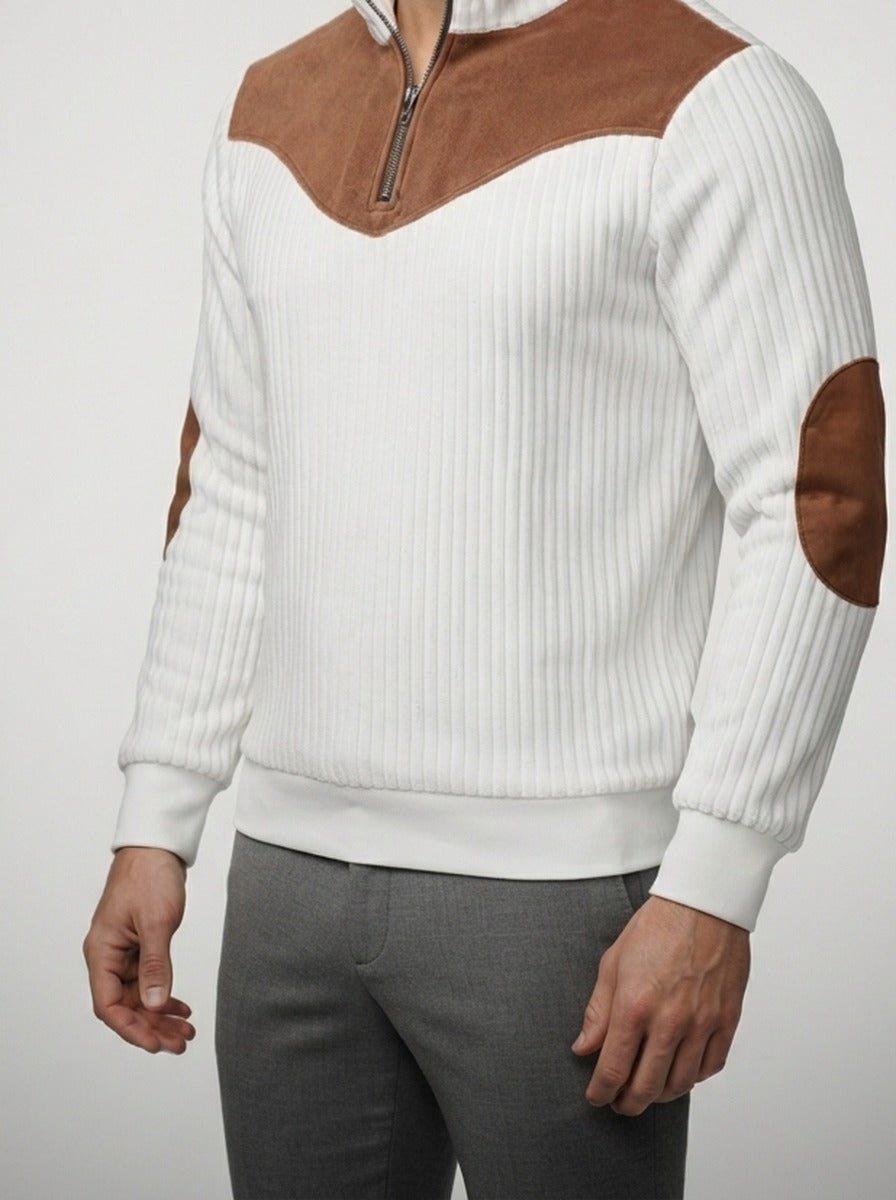 Men's Autumn Ribbed Knit Half Zip Jumper