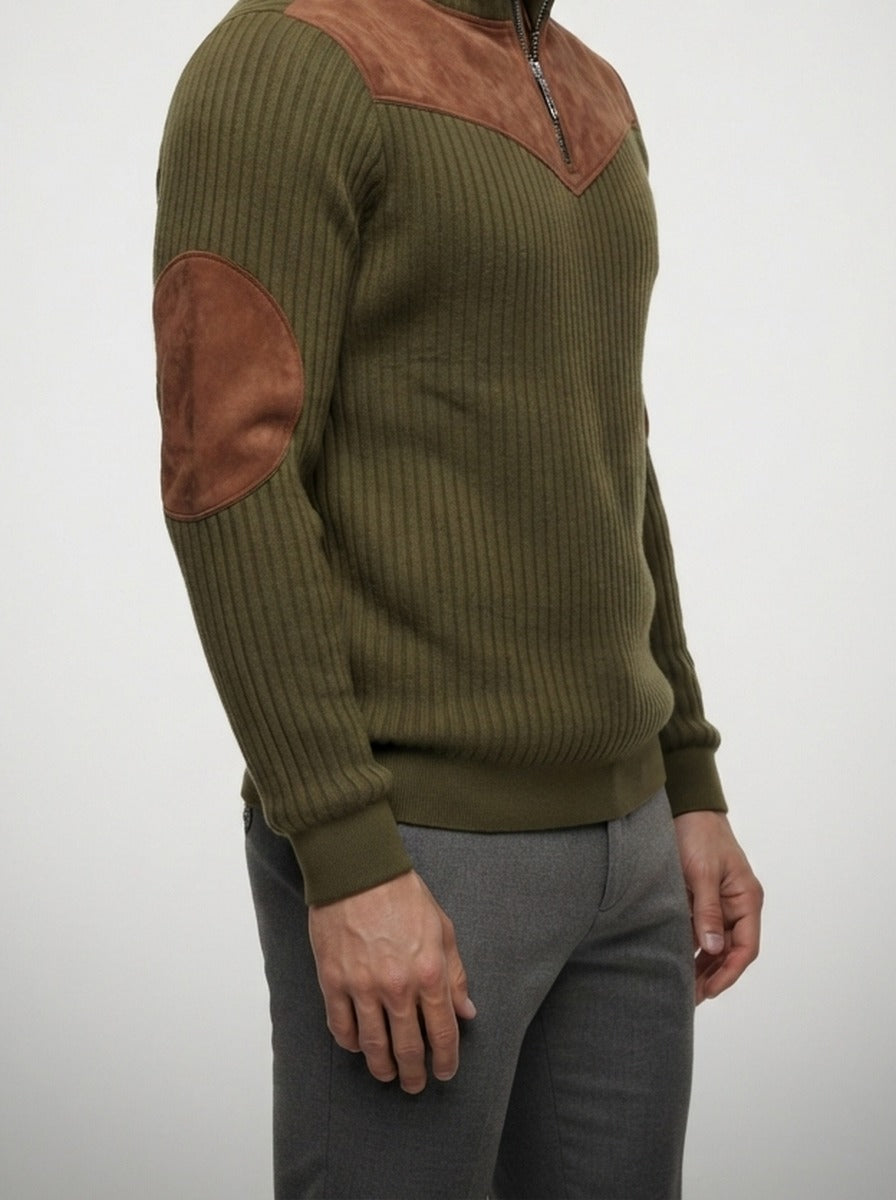 Men's Autumn Ribbed Knit Half Zip Jumper