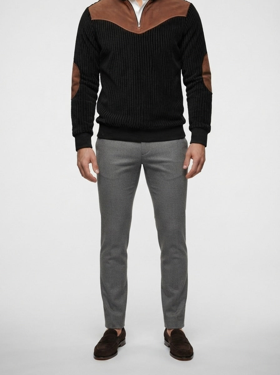 Men's Autumn Ribbed Knit Half Zip Jumper