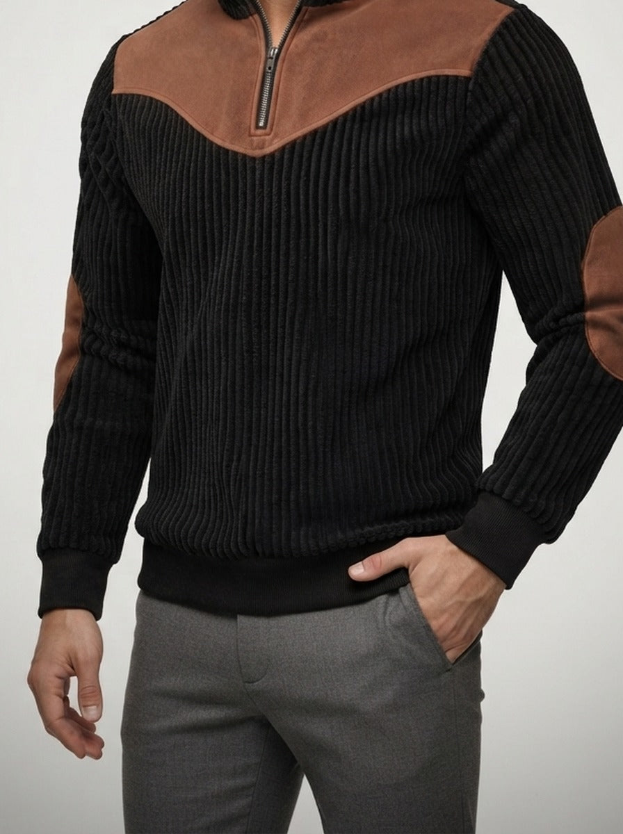 Men's Autumn Ribbed Knit Half Zip Jumper