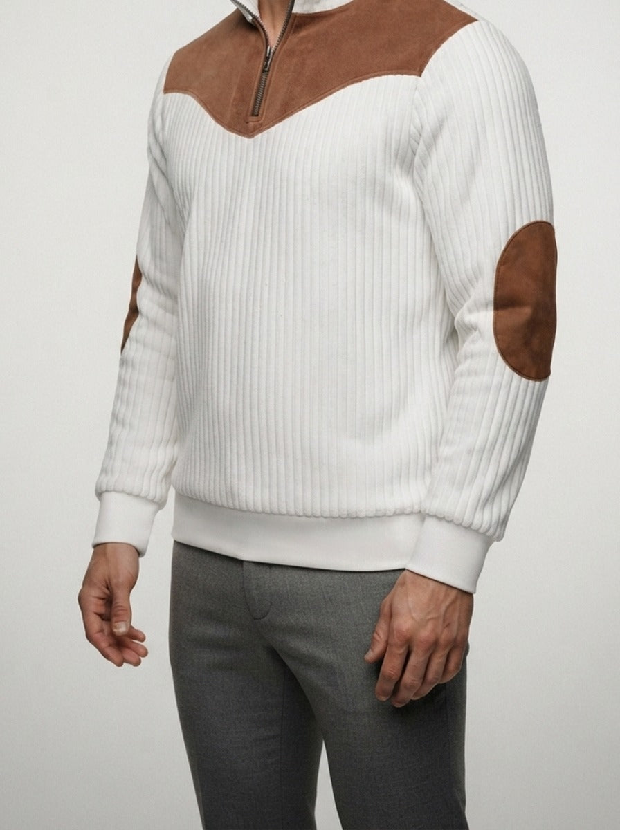 Men's Autumn Ribbed Knit Half Zip Jumper