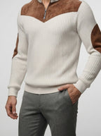 Men's Autumn Ribbed Knit Half Zip Jumper