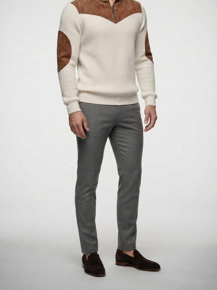 Men's Autumn Ribbed Knit Half Zip Jumper