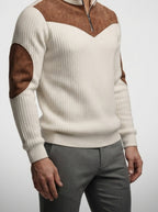 Men's Autumn Ribbed Knit Half Zip Jumper